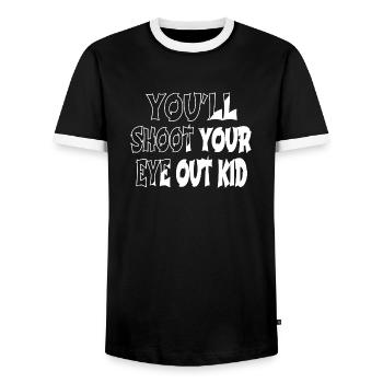 Cute Funny Sayings Funny Quote Dork Quote Happy - Men's Ringer Shirt - black/white - Front - AI Model Female 172 light (172cm) & AI Model Male 178 light (178cm)