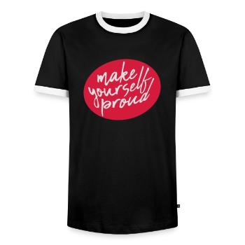 make yourself proud Zitat - Männer Kontrast-T-Shirt - Schwarz/Weiß - Vorne - AI Model Female 172 light (172cm) & AI Model Male 178 light (178cm)