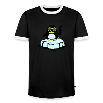 beach pinguin eisscholle - Männer Kontrast-T-Shirt - Schwarz/Weiß - Vorne - AI Model Female 172 light (172cm) & AI Model Male 178 light (178cm)