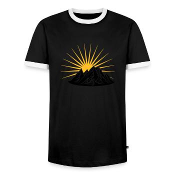 hohe berge gebirge sonne bergsteiger urlaub ferien - Männer Kontrast-T-Shirt - Schwarz/Weiß - Vorne - AI Model Female 172 light (172cm) & AI Model Male 178 light (178cm)