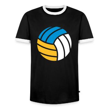Beachvolleyball - Männer Kontrast-T-Shirt - Schwarz/Weiß - Vorne - AI Model Female 172 light (172cm) & AI Model Male 178 light (178cm)
