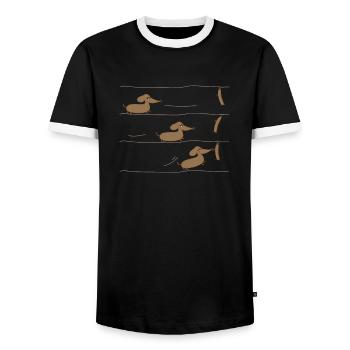 Dachshunds and sausages - Men's Ringer Shirt - black/white - Front - AI Model Female 172 light (172cm) & AI Model Male 178 light (178cm)