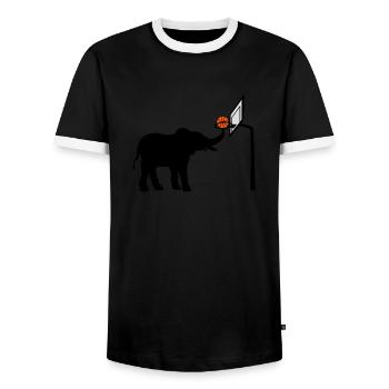 Basketball spielender Elefant Silhouette - Männer Kontrast-T-Shirt - Schwarz/Weiß - Vorne - AI Model Female 172 light (172cm) & AI Model Male 178 light (178cm)