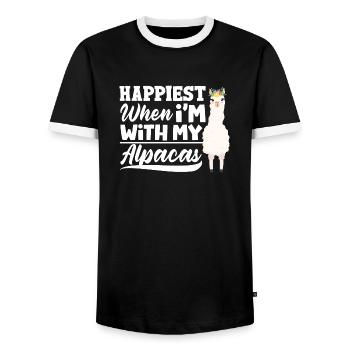 mammifères ll’alpaga le plus heureux quand je suis avec mon - T-shirt contrasté Homme - noir/blanc - Devant - AI Model Female 172 light (172cm) & AI Model Male 178 light (178cm)