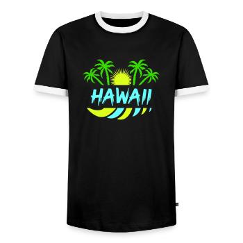 Hawaï - T-shirt contrasté Homme - noir/blanc - Devant - AI Model Female 172 light (172cm) & AI Model Male 178 light (178cm)