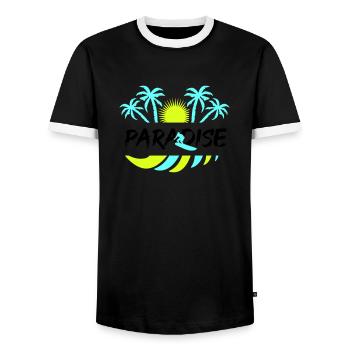 surf paradise - Männer Kontrast-T-Shirt - Schwarz/Weiß - Vorne - AI Model Female 172 light (172cm) & AI Model Male 178 light (178cm)