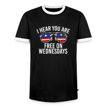 Drapeau américain Vintage Biden gratuit le mercredi - T-shirt contrasté Homme - noir/blanc - Devant - AI Model Female 172 light (172cm) & AI Model Male 178 light (178cm)