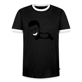 Stefan Herz - T-shirt contrasté Homme - noir/blanc - Devant - AI Model Female 172 light (172cm) & AI Model Male 178 light (178cm)