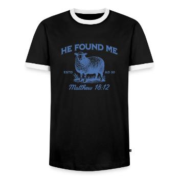 Il a quitté les années 99 pour me trouver Jésus chrétien - T-shirt contrasté Homme - noir/blanc - Devant - AI Model Female 172 light (172cm) & AI Model Male 178 light (178cm)