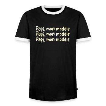 GRANDPA DAD GRANDPA HUMOR GRANDPA JOKE 13 - Men's Ringer Shirt - black/white - Front - AI Model Female 172 light (172cm) & AI Model Male 178 light (178cm)