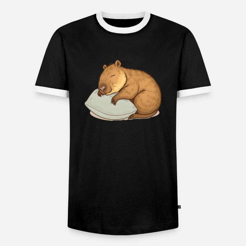 Cute sleeping capybara - Men's Ringer Shirt - black/white