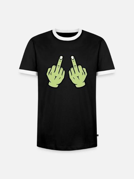 Middle Finger Hand - Men's Ringer Shirt - black/white