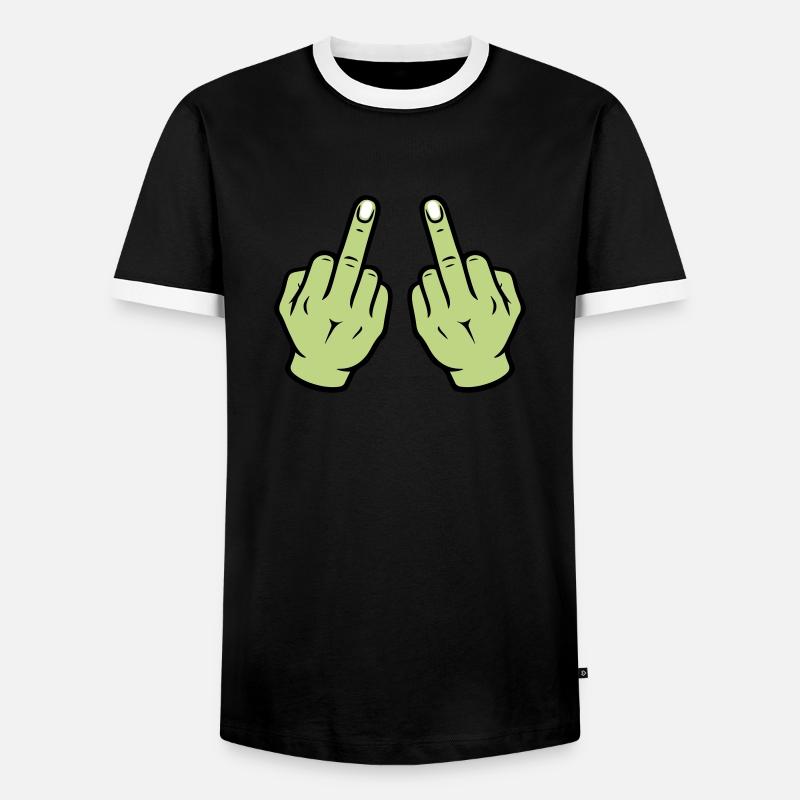Mittelfinger Hand - Männer Kontrast-T-Shirt - Schwarz/Weiß
