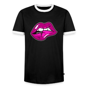 Lèvres - T-shirt contrasté Homme - noir/blanc - Devant - AI Model Female 172 light (172cm) & AI Model Male 178 light (178cm)