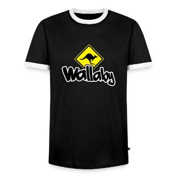 Kangaroo__V006 - Men's Ringer Shirt - black/white - Front - AI Model Female 172 light (172cm) & AI Model Male 178 light (178cm)