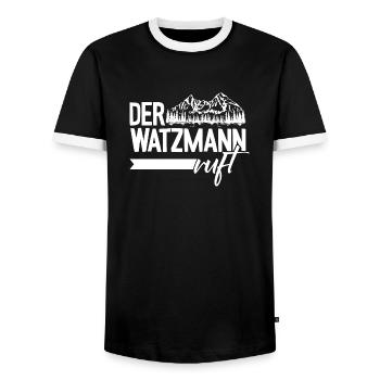 Der Watzmann ruft Berchtesgaden Gipfel Wandern - Männer Kontrast-T-Shirt - Schwarz/Weiß - Vorne - AI Model Female 172 light (172cm) & AI Model Male 178 light (178cm)