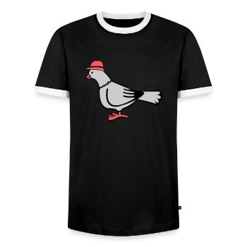 Taube - Männer Kontrast-T-Shirt - Schwarz/Weiß - Vorne - AI Model Female 172 light (172cm) & AI Model Male 178 light (178cm)