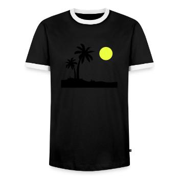 Palm Island - Men's Ringer Shirt - black/white - Front - AI Model Female 172 light (172cm) & AI Model Male 178 light (178cm)