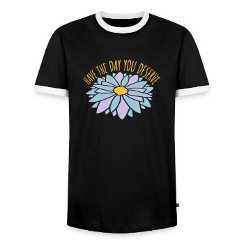 the day you deserve - Men's Ringer Shirt - black/white - Front - AI Model Female 172 light (172cm) & AI Model Male 178 light (178cm)