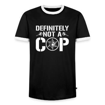 Certainement pas un policier - Police Member Police - T-shirt contrasté Homme - noir/blanc - Devant - AI Model Female 172 light (172cm) & AI Model Male 178 light (178cm)