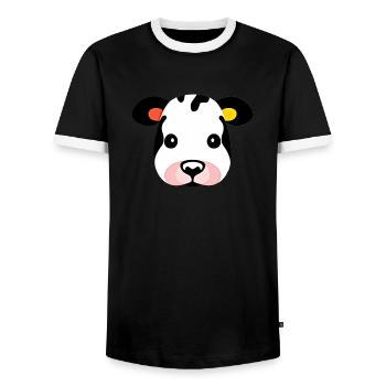 Kuh süß Tier Bauernhof Tiere lustig Kühe neu 18 - Männer Kontrast-T-Shirt - Schwarz/Weiß - Vorne - AI Model Female 172 light (172cm) & AI Model Male 178 light (178cm)