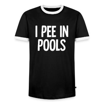 Je fais dans les piscines, blagues drôles, dictons sarcastiques - T-shirt contrasté Homme - noir/blanc - Devant - AI Model Female 172 light (172cm) & AI Model Male 178 light (178cm)