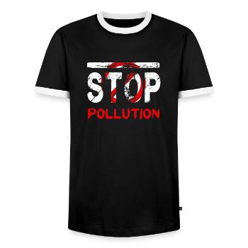 Stopper la pollution - T-shirt contrasté Homme - noir/blanc - Devant - AI Model Female 172 light (172cm) & AI Model Male 178 light (178cm)