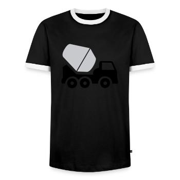 Véhicule excavatrice de travaux de construction - T-shirt contrasté Homme - noir/blanc - Devant - AI Model Female 172 light (172cm) & AI Model Male 178 light (178cm)