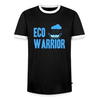 Réservoir d’eau de pluie - récupération de l’eau de pluie - T-shirt contrasté Homme - noir/blanc - Devant - AI Model Female 172 light (172cm) & AI Model Male 178 light (178cm)