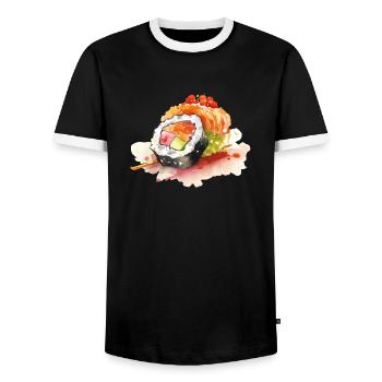 Sushi - T-shirt contrasté Homme - noir/blanc - Devant - AI Model Female 172 light (172cm) & AI Model Male 178 light (178cm)