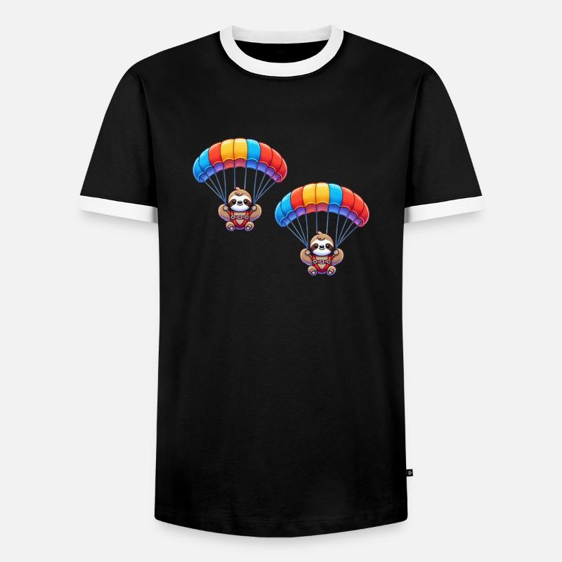 faultier fallschirm 2 - Männer Kontrast-T-Shirt - Schwarz/Weiß
