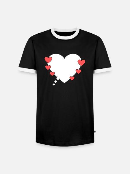 Denkblase mit Herzen - Männer Kontrast-T-Shirt - Schwarz/Weiß