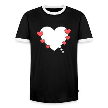 Thought bubble with heart - Men's Ringer Shirt - black/white - Front - AI Model Female 172 light (172cm) & AI Model Male 178 light (178cm)