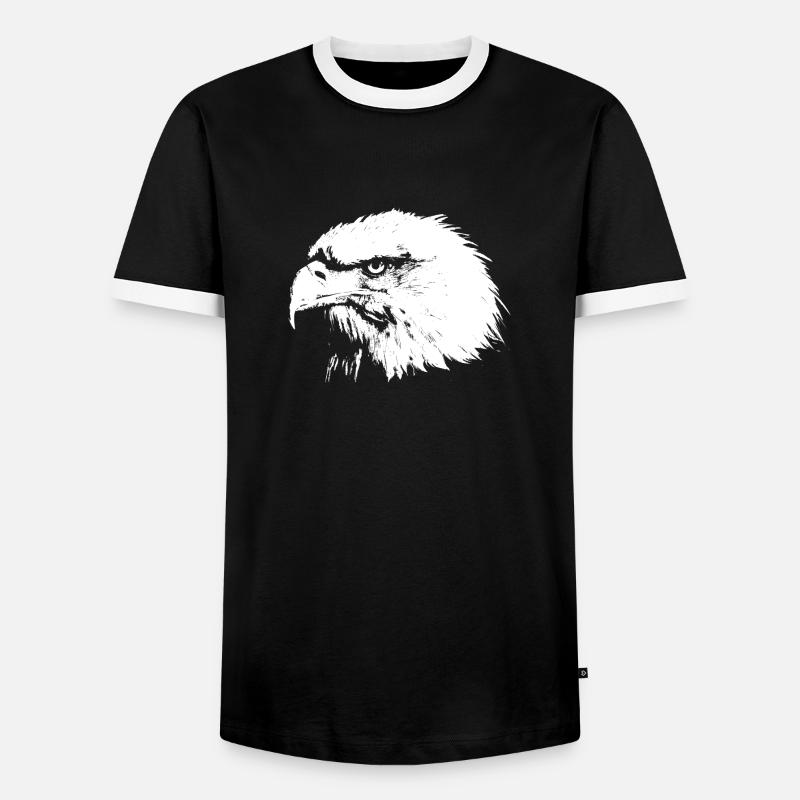 eagle head - Men's Ringer Shirt - black/white