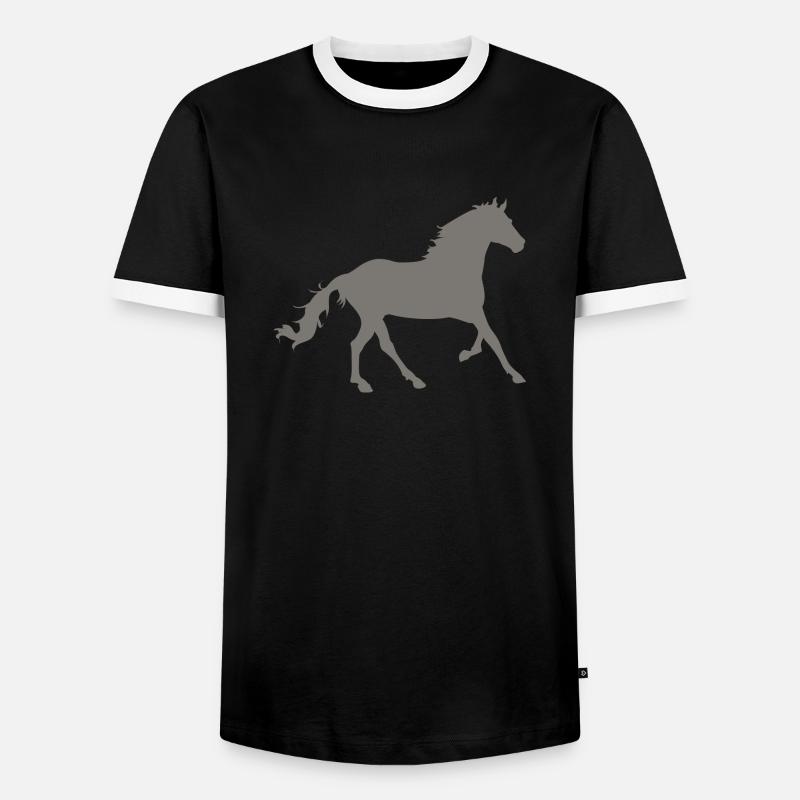 Pferd - Männer Kontrast-T-Shirt - Schwarz/Weiß