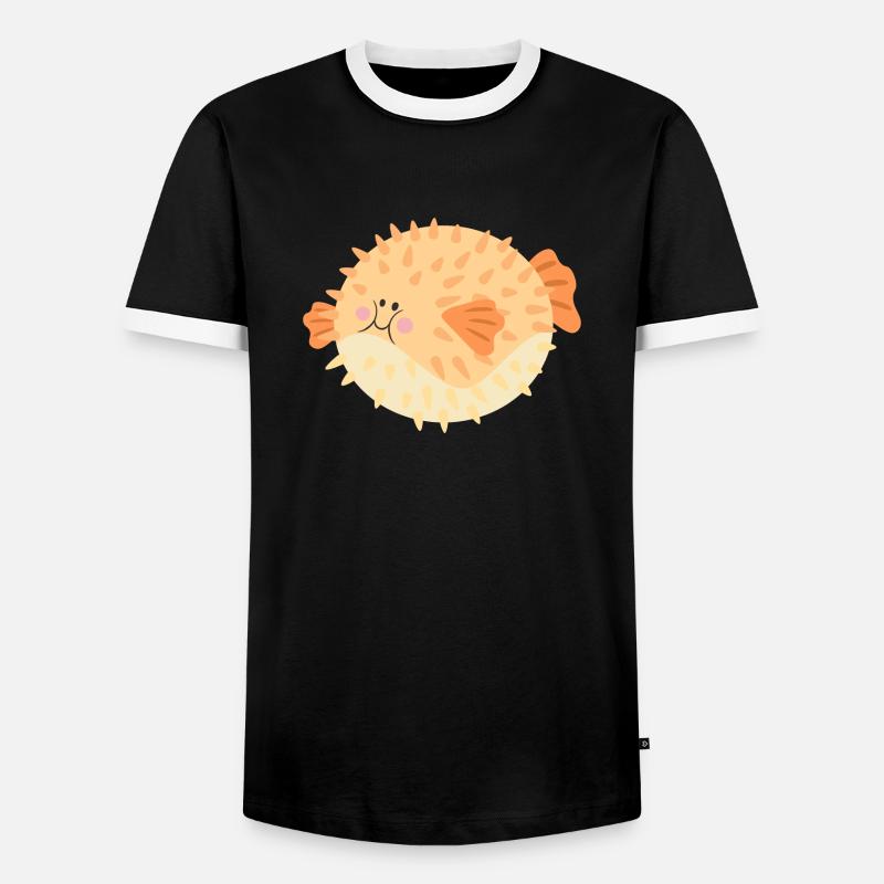 Puffer fish - Men's Ringer Shirt - black/white