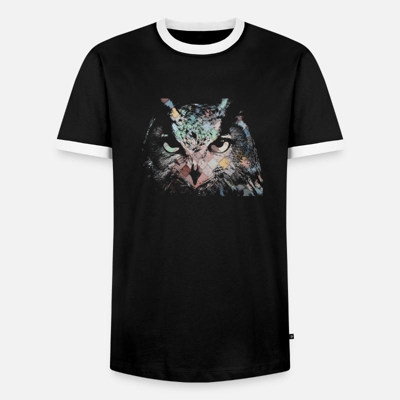 Eule - Männer Kontrast-T-Shirt - Schwarz/Weiß