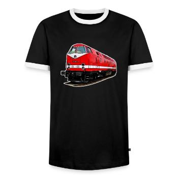 Diesellok BR 229 - Männer Kontrast-T-Shirt - Schwarz/Weiß - Vorne - AI Model Female 172 light (172cm) & AI Model Male 178 light (178cm)