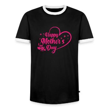 Happy mother's day by The Manzanita's - Men's Ringer Shirt - black/white - Front - AI Model Female 172 light (172cm) & AI Model Male 178 light (178cm)