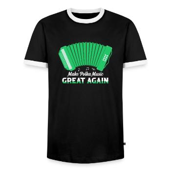 Make Polka Music Great Again Music Accordion - Männer Kontrast-T-Shirt - Schwarz/Weiß - Vorne - AI Model Female 172 light (172cm) & AI Model Male 178 light (178cm)