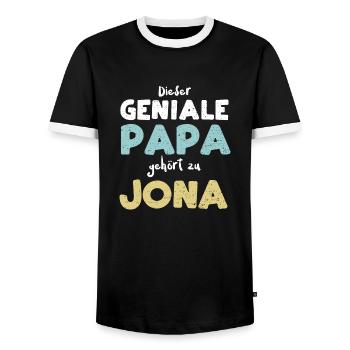 Dieser Geniale Papa Gehört Zu Jona - Männer Kontrast-T-Shirt - Schwarz/Weiß - Vorne - AI Model Female 172 light (172cm) & AI Model Male 178 light (178cm)