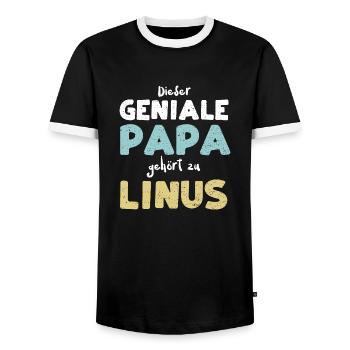 Dieser Geniale Papa Gehört Zu Linus - Männer Kontrast-T-Shirt - Schwarz/Weiß - Vorne - AI Model Female 172 light (172cm) & AI Model Male 178 light (178cm)