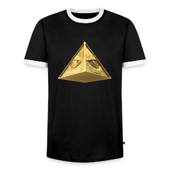 Eye of Providence - allsehendes Auge Pyramid - Männer Kontrast-T-Shirt - Schwarz/Weiß - Vorne - AI Model Female 172 light (172cm) & AI Model Male 178 light (178cm)