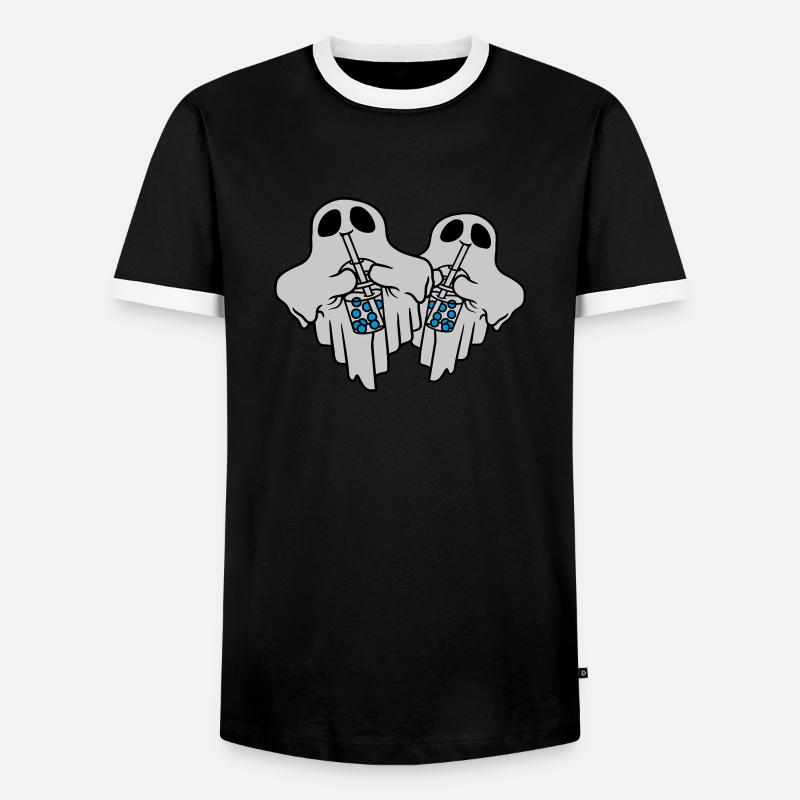2 Bubble Tea Ghosts - Men's Ringer Shirt - black/white