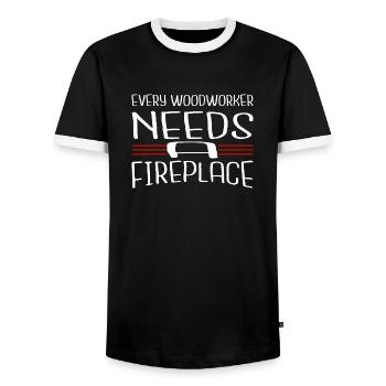 lumber blogger wood - Männer Kontrast-T-Shirt - Schwarz/Weiß - Vorne - AI Model Female 172 light (172cm) & AI Model Male 178 light (178cm)