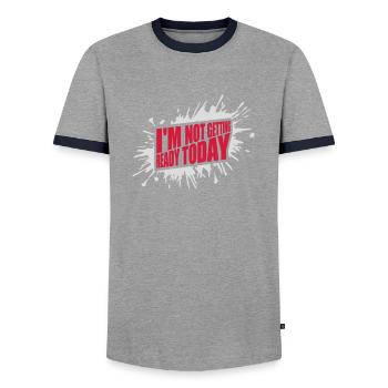 not getting ready today - Männer Kontrast-T-Shirt - Grau/Navy  - Vorne - AI Model Female 172 light (172cm) & AI Model Male 178 light (178cm)