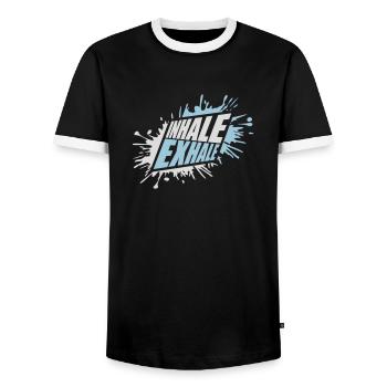 Inspirez expirez Yoga citation - T-shirt contrasté Homme - noir/blanc - Devant - AI Model Female 172 light (172cm) & AI Model Male 178 light (178cm)