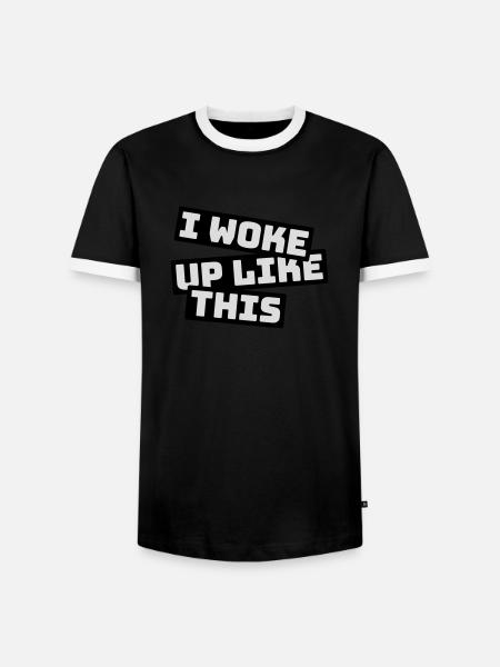 woke up like this - Men's Ringer Shirt - black/white