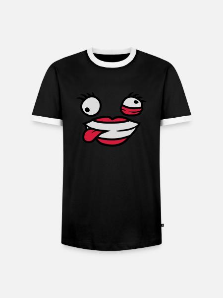 Crazy female comic face - Men's Ringer Shirt - black/white