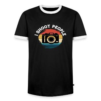 Je tire sur les gens - T-shirt contrasté Homme - noir/blanc - Devant - AI Model Female 172 light (172cm) & AI Model Male 178 light (178cm)